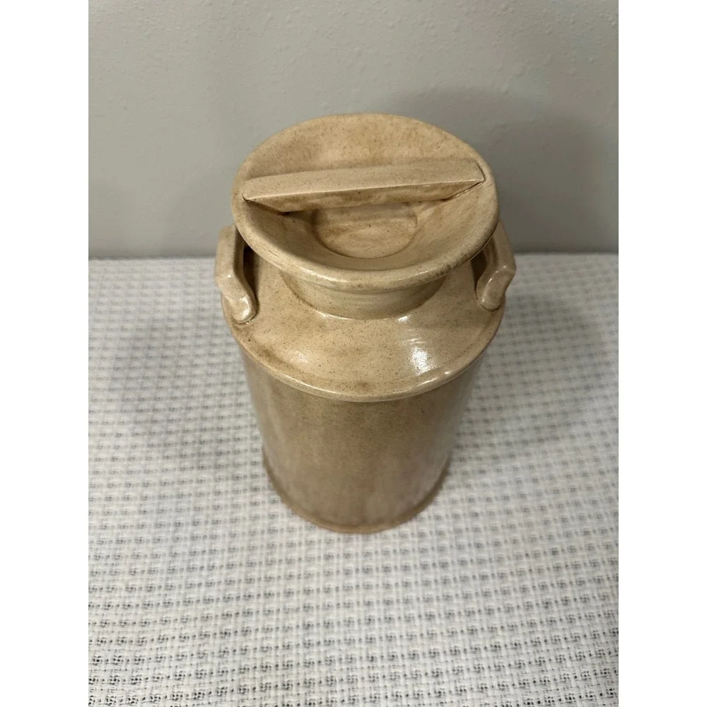 Vintage Ceramic Milk Can Canister 9x5 Tan Orange Cherry Blossom Farmhouse Decor